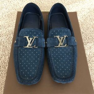 Louis Vuitton blue suede driver/loafers